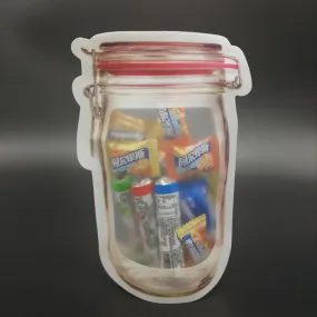 1074 Reusable Airtight Seal Plastic Food Storage Mason Jar Zipper (500ml)