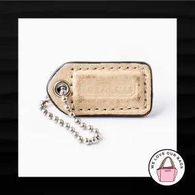 1.5" Small COACH TAN BEIGE TAUPE LEATHER KEY FOB CHARM KEYCHAIN HANGTAG WRISTLET