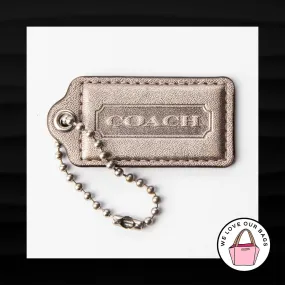 2.25" Medium COACH GOLD METALLIC LEATHER KEY FOB BAG CHARM KEYCHAIN HANGTAG