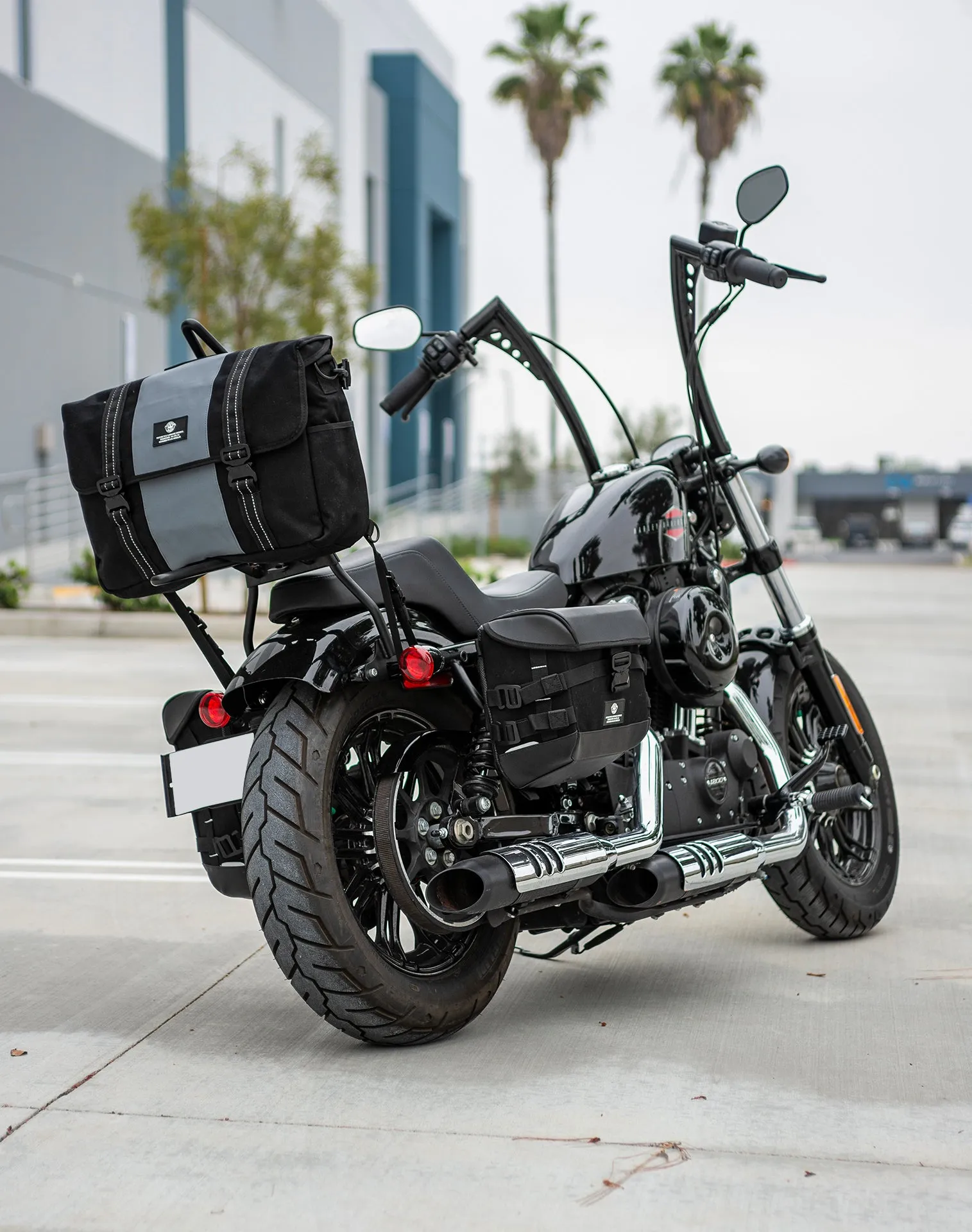 23L - Duo-tone Medium Motorcycle Messenger Bag Gray/Black