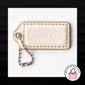 2" Medium COACH WHITE LEATHER KEY FOB BAG CHARM KEYCHAIN HANGTAG TAG