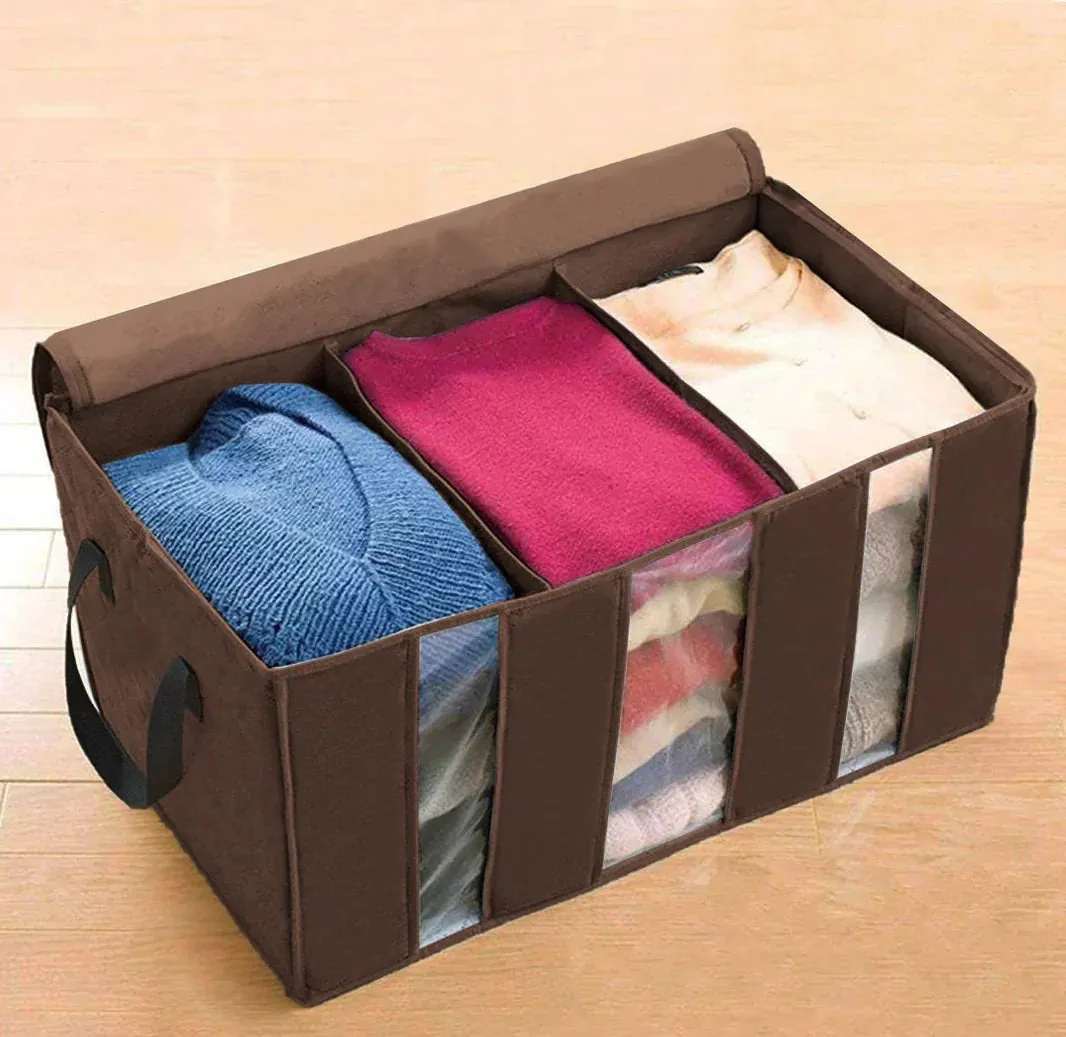 3 Compartment Storage Organizer / Clothes Storage Bags - Brown