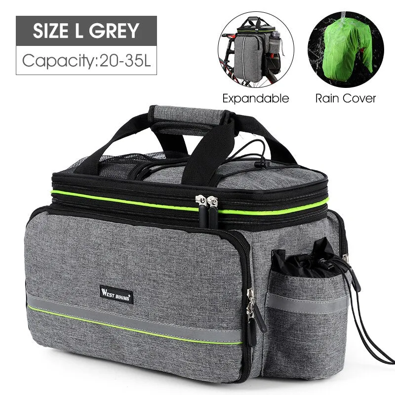 3 In 1 Bicycle Trunk Bag Mountain Bike Bag Cycling Double Side Rear Rack Seat Luggage Carrier Panniers Shoulder Bag