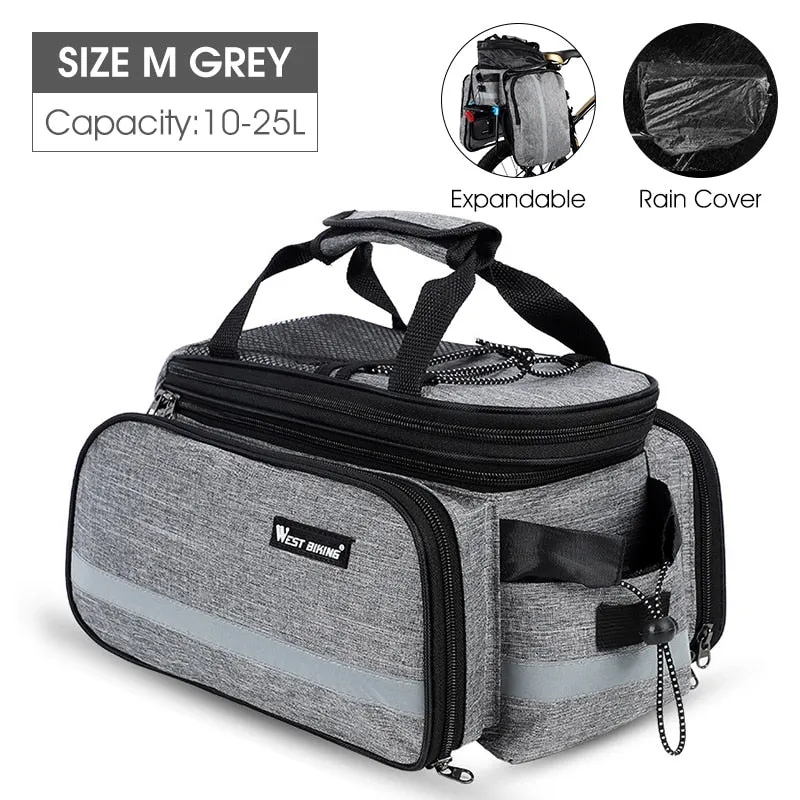 3 In 1 Bicycle Trunk Bag Mountain Bike Bag Cycling Double Side Rear Rack Seat Luggage Carrier Panniers Shoulder Bag