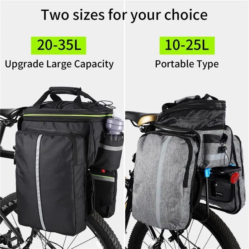 3 In 1 Waterproof Bicycle Trunk Bag MTB Road Bike Bag Large Capacity Travel Luggage Carrier Rear Seat Rack Panniers