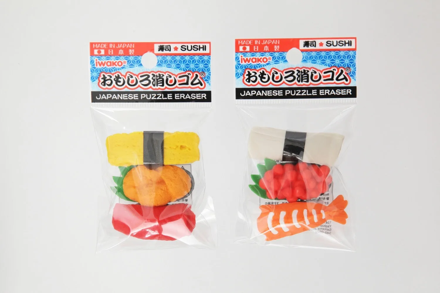 38366 IWAKO SUSHI TRIPLE IWAKO PUZZLE ERASER PACK-12