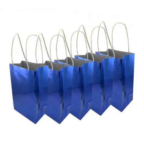 5pk Metallic Blue Paper Party Gift Bags