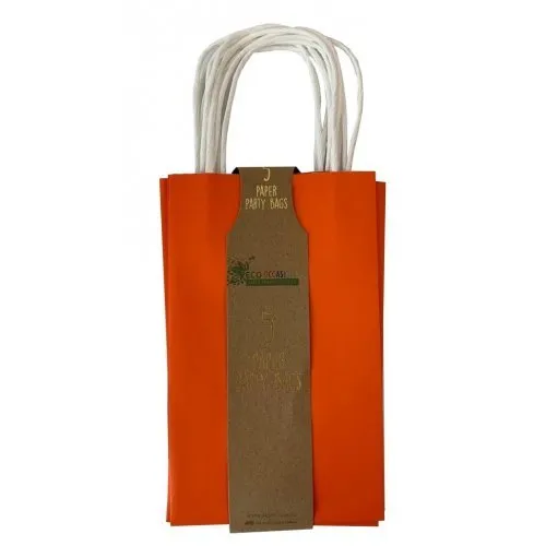 5pk Orange Paper Party Gift Bags