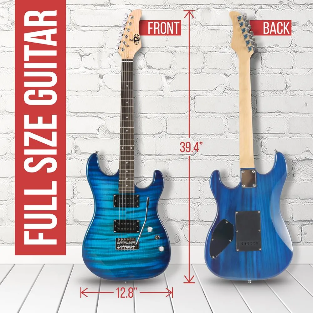 6-String Electric Guitar Kit- Includes Amplifier With Accessory Kit (Blue)