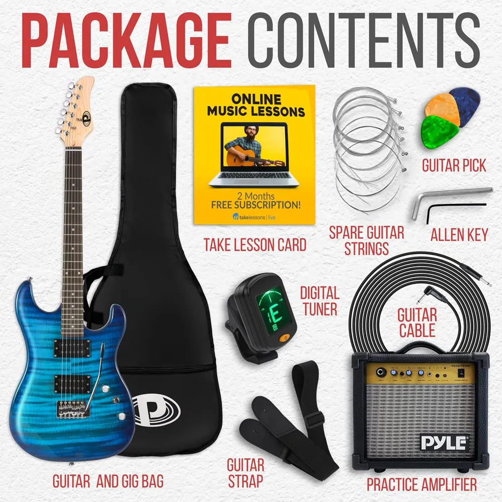 6-String Electric Guitar Kit- Includes Amplifier With Accessory Kit (Blue)