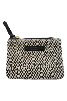 6x4 Medium Mini White and Black Dots Hair on Hide Zip Pouch