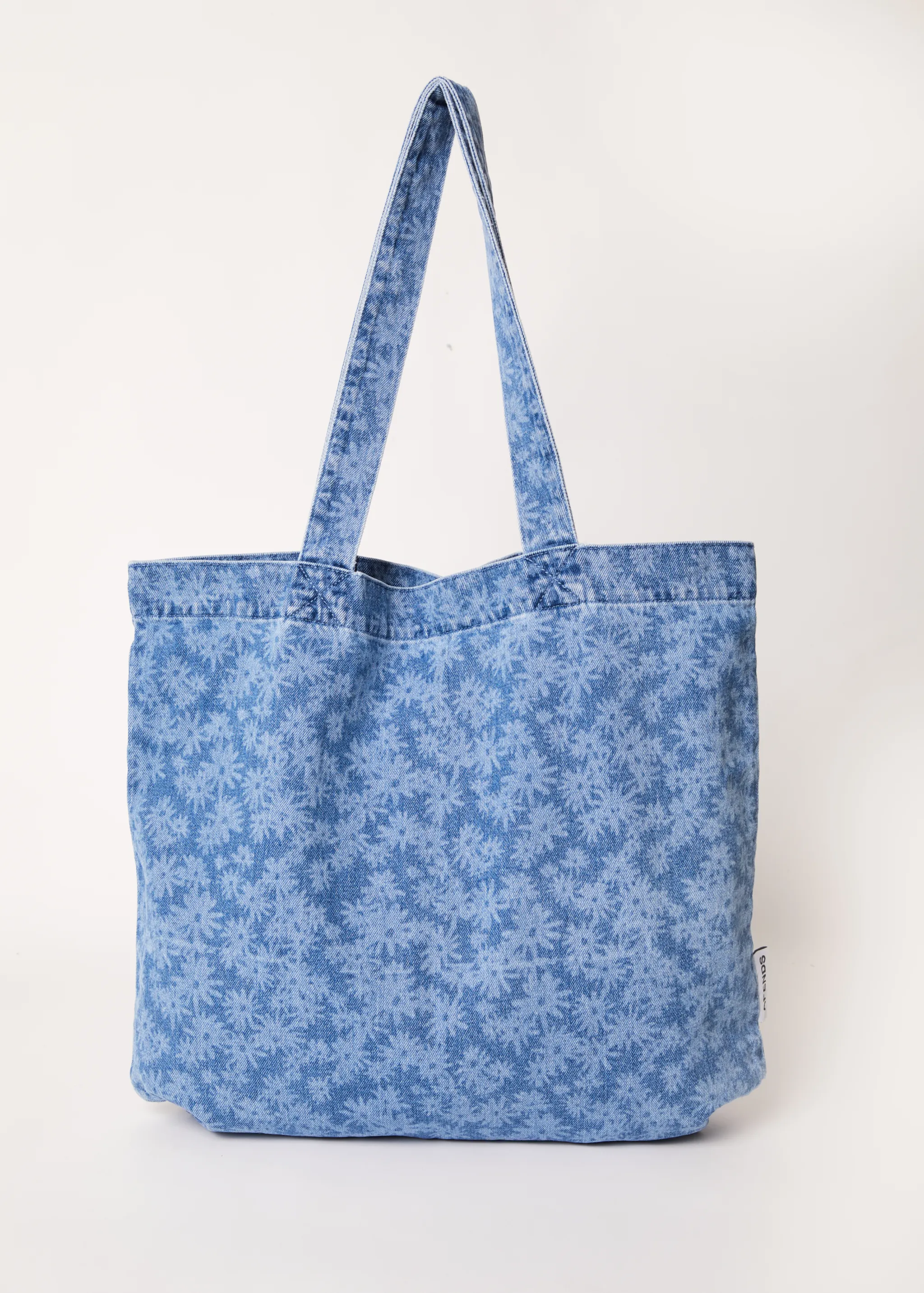 AFENDS Unisex Fink - Denim Tote Bag - Worn Blue Daisy