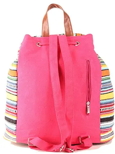 ASTRID Multicolor Cotton Girls Backpack With External Pockets In Front