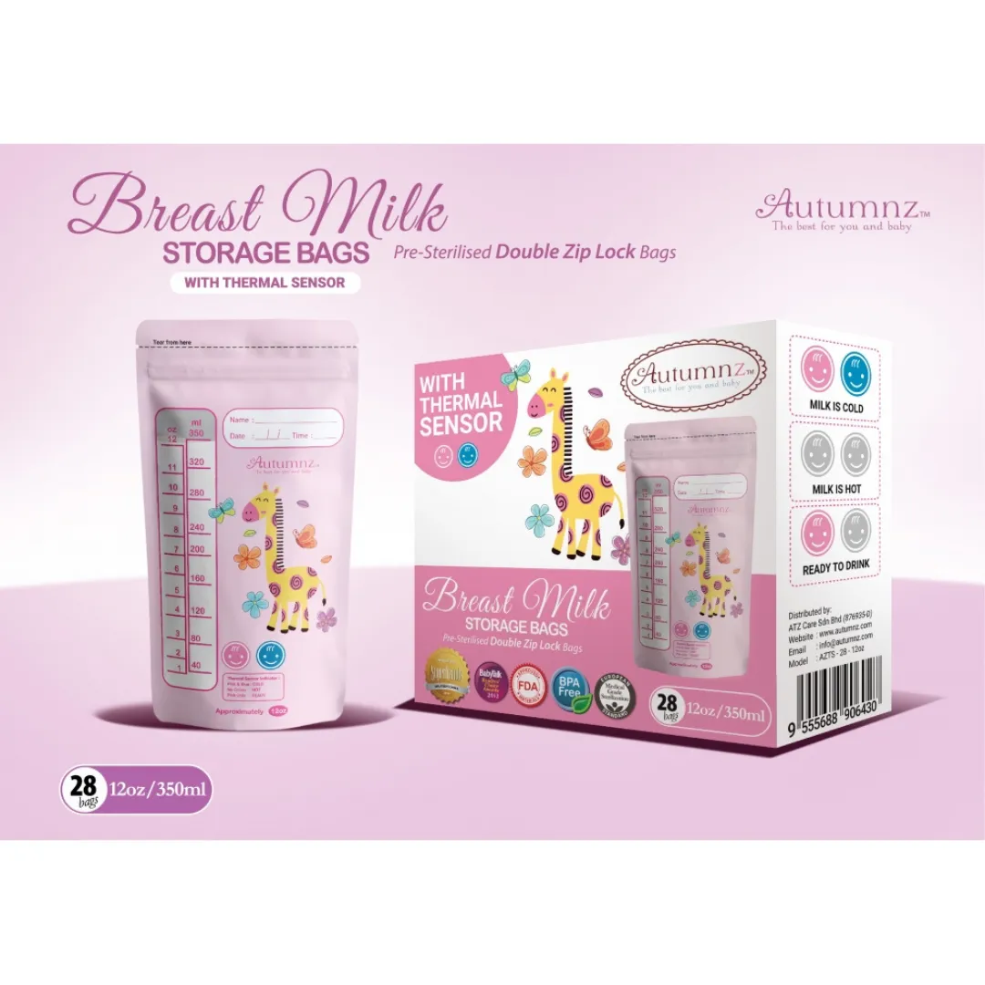 Autumnz Breastmilk Storage Bag with Thermal Sensor (12oz/350mL)