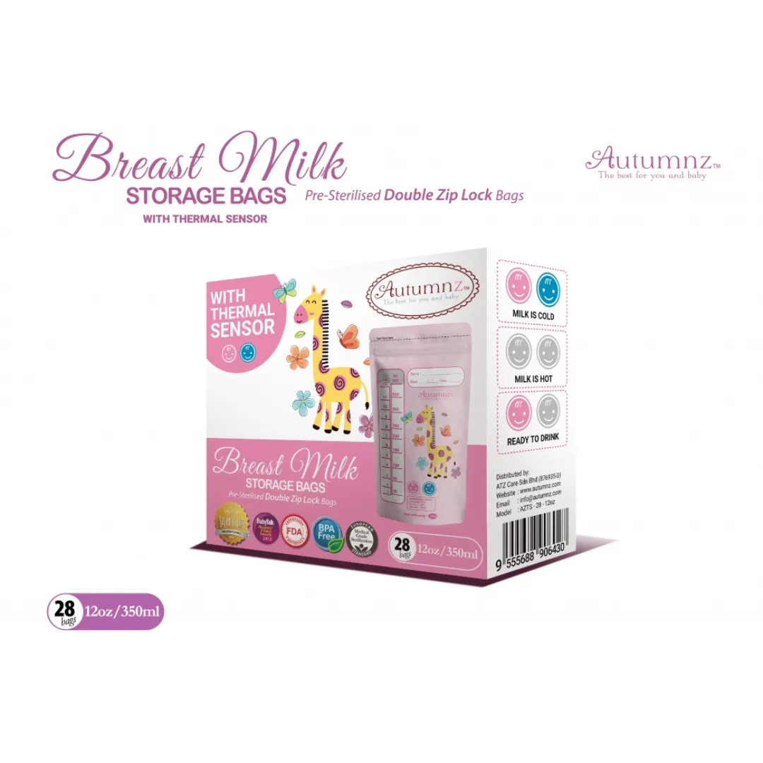 Autumnz Breastmilk Storage Bag with Thermal Sensor (12oz/350mL)