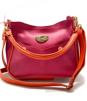 Bella - Fuchsia and orange leather mini bag