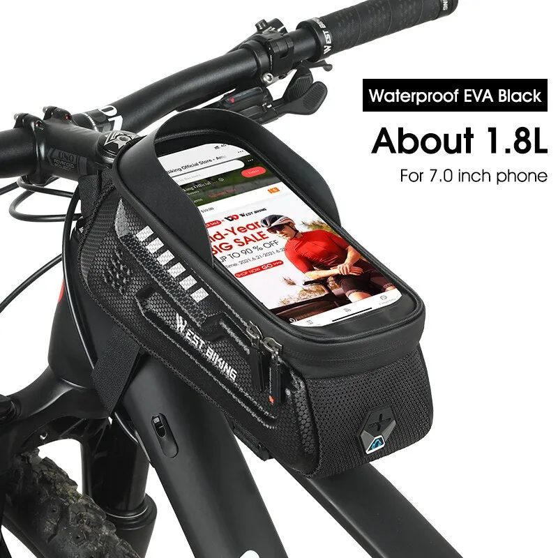 Bicycle Bag Waterproof Bike Frame Bag Touchscreen Phone Case Cycling Bags MTB Bike Top Tube Handlebar Bicycle Bag