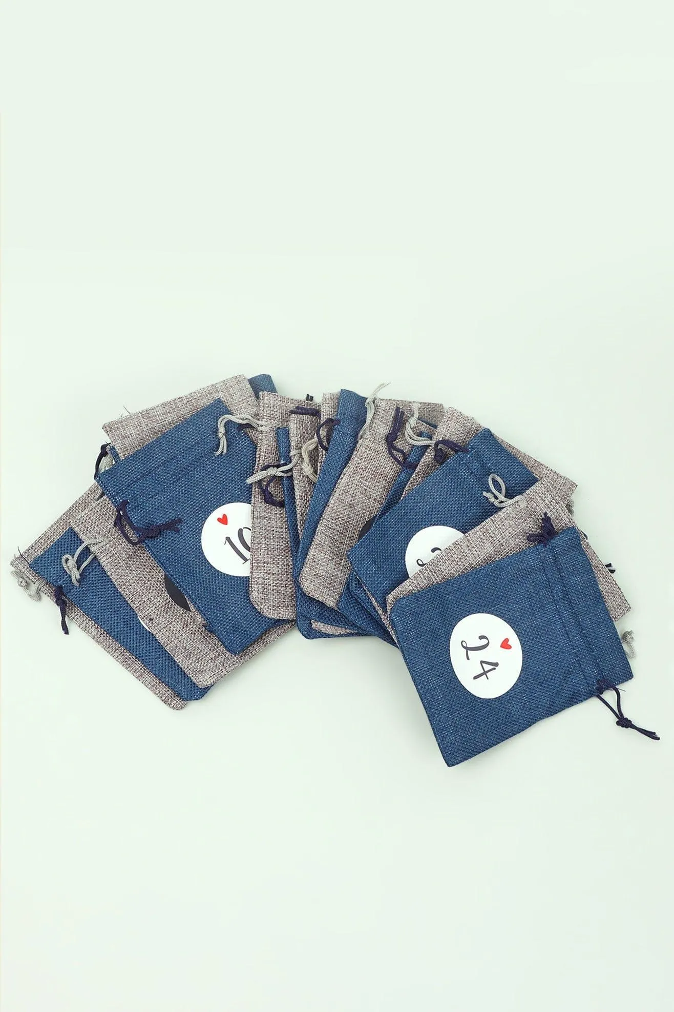 Blue and Grey Cloth Reusable Advent Calendar Bags