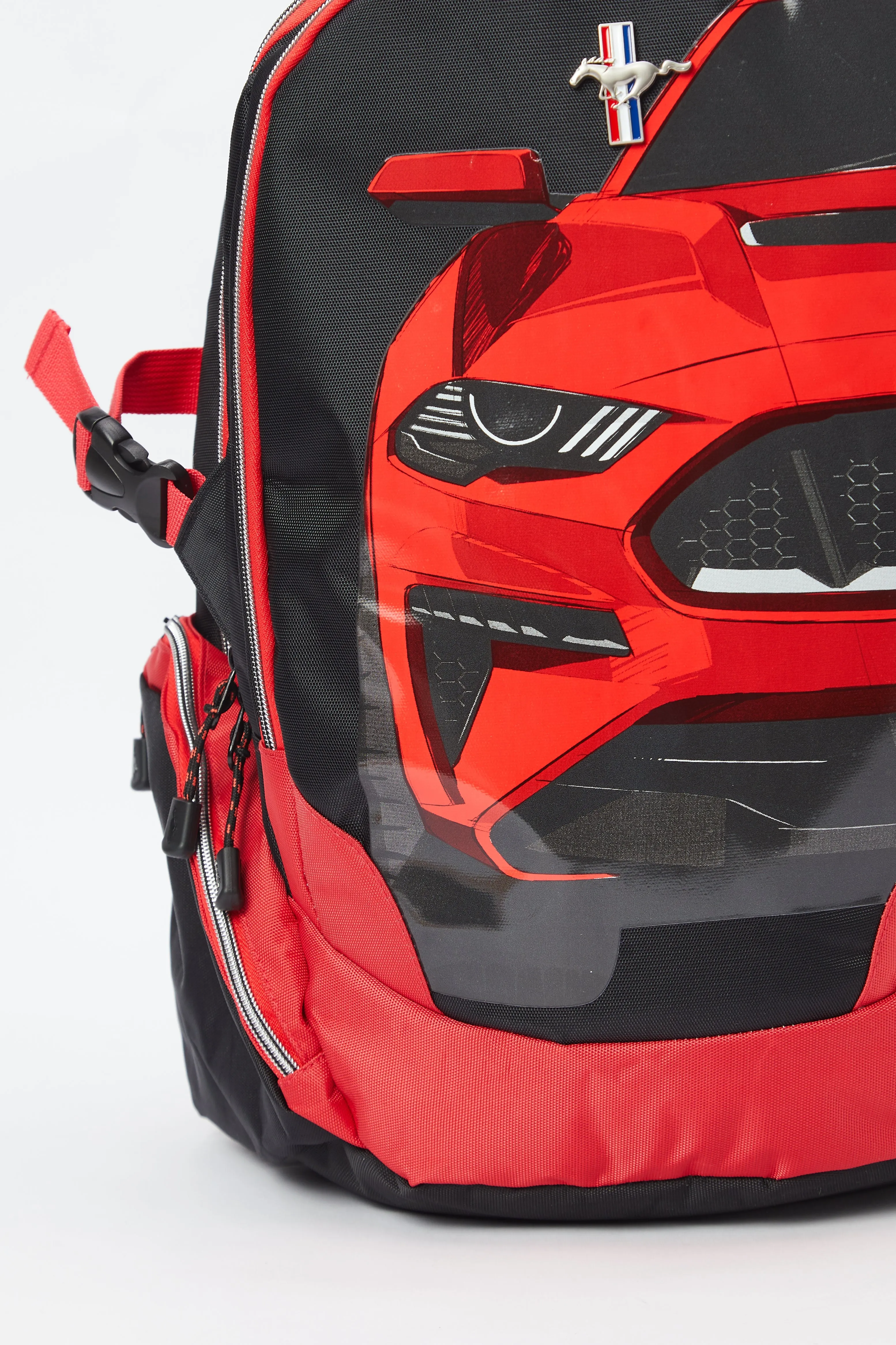 Boys Black and Red Mustang Car Print 18" Backpack