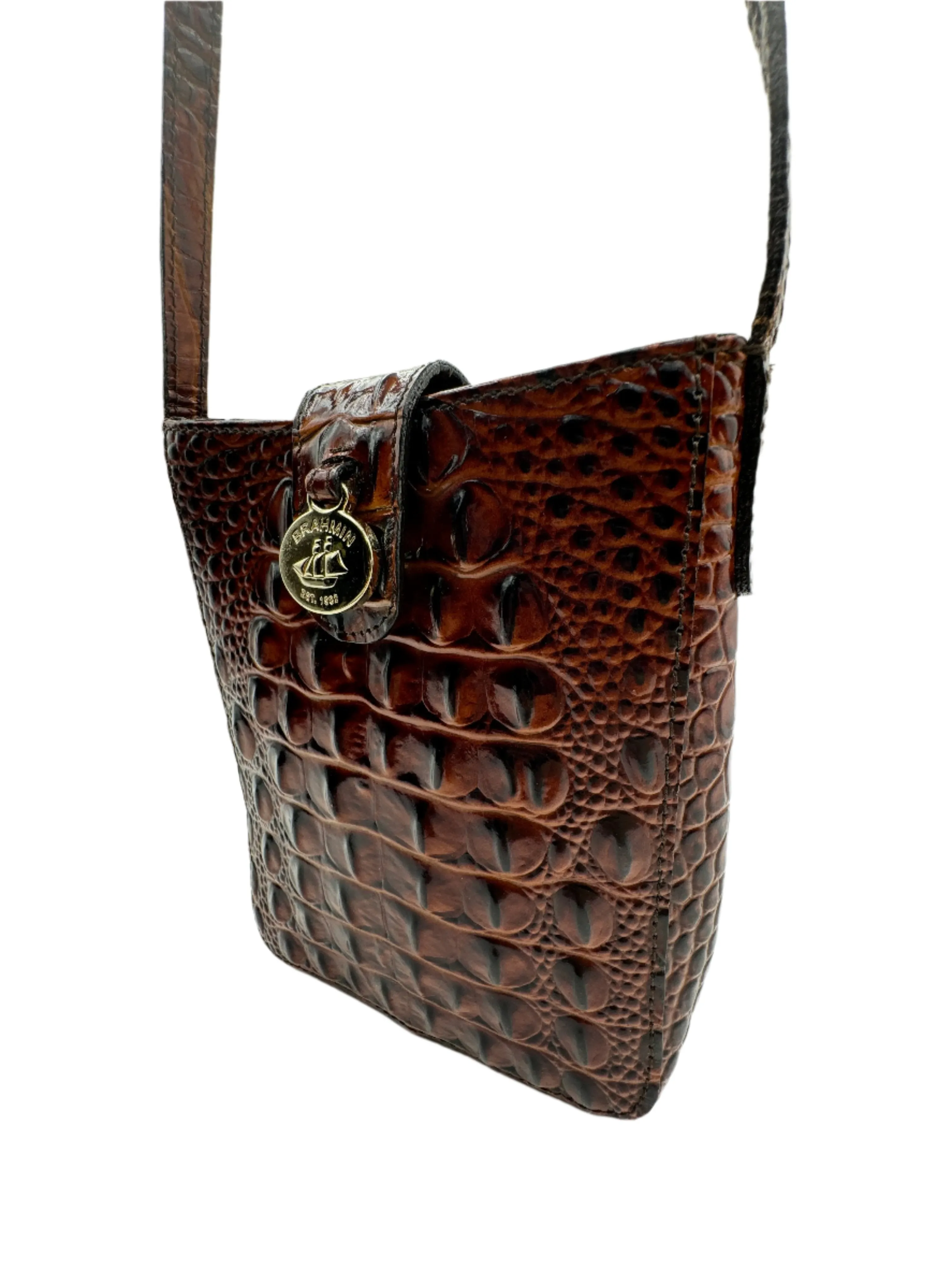 Brahmin Brown Crocodile Crossbody Y2K