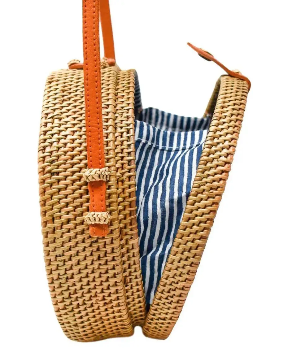 Camilla Round Rattan Bag - Nantucket Stripe