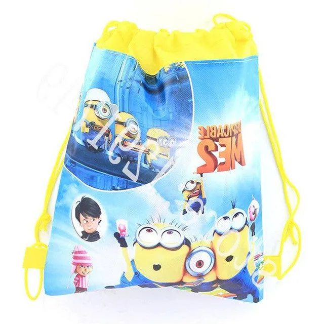 Children school bags Despicable Me Minions Kids Cartoon Drawstring Mochila Infantil For Gift Bag &duolaimi4949