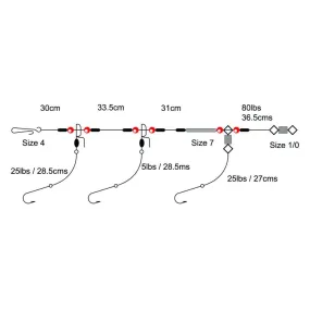 Cox & Rawle Ready Tied 3 hook clip down size 2