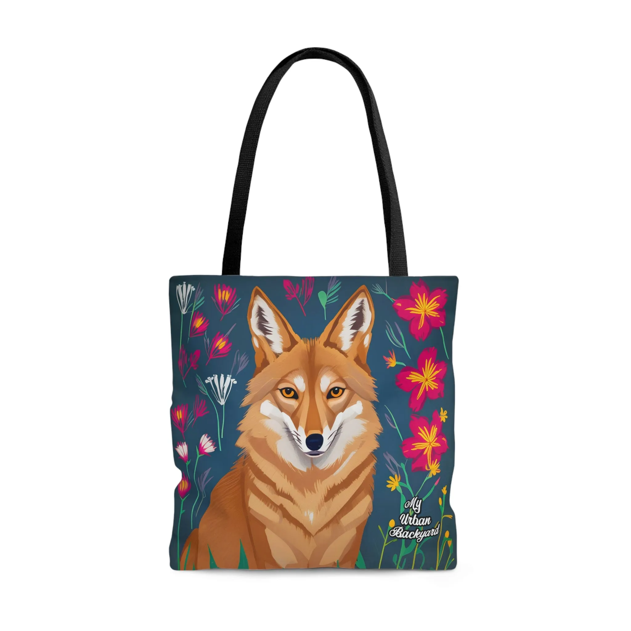 Coyote w Red Flowers, Tote Bag for Everyday Use - Durable and Functional