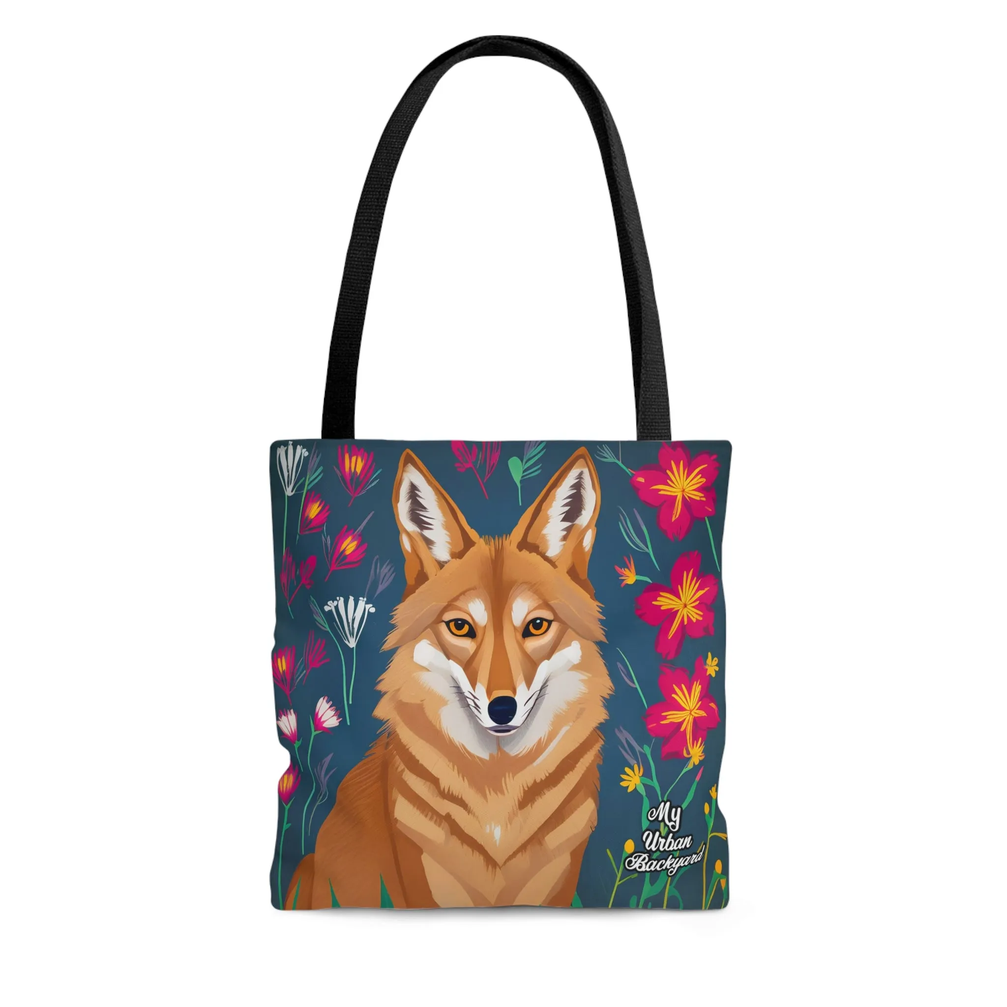 Coyote w Red Flowers, Tote Bag for Everyday Use - Durable and Functional