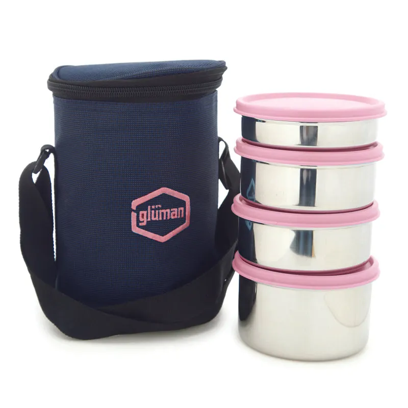 Darian Pink Lunch Box (500 ml/350 ml/200 ML) - Five Piece Set