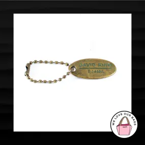 DAVID KING BOSTON OVAL GOLD BRASS METAL KEY FOB BAG CHARM KEYCHAIN HANG TAG