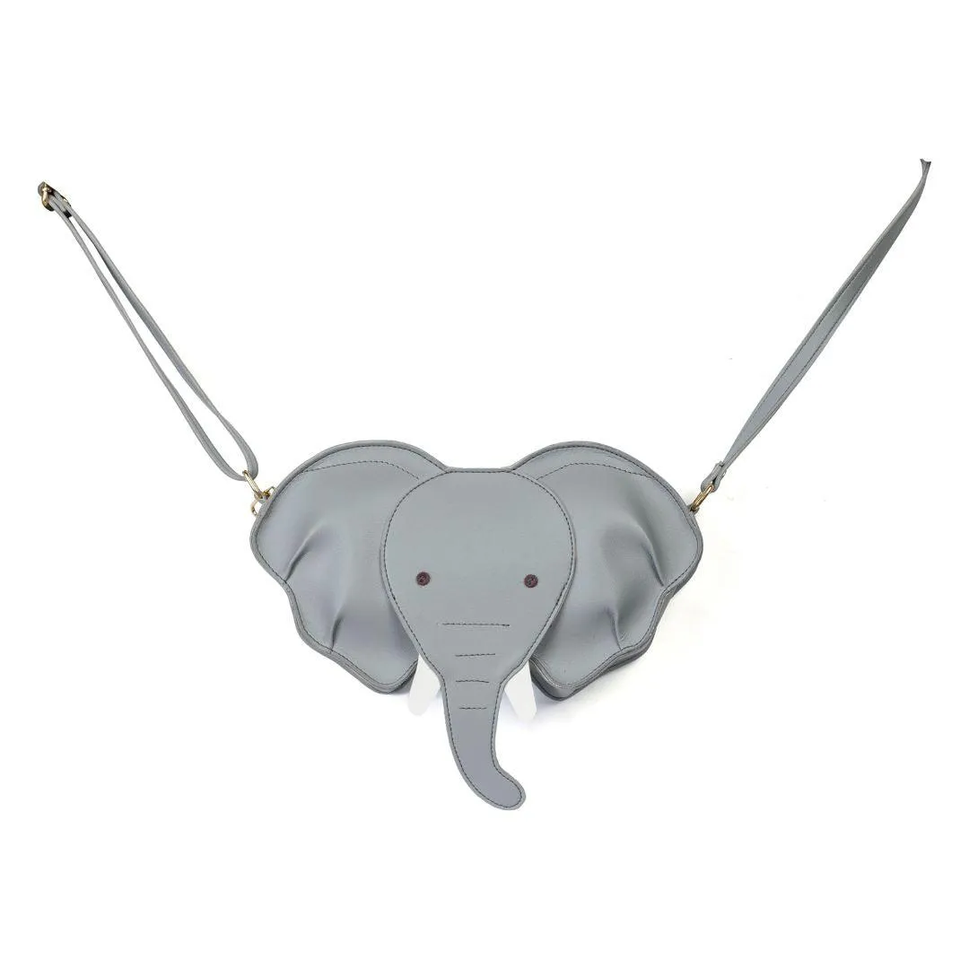 Dumbo Elephant Crossbody Bag for Kids | Vegan Leather | Brilliant Silver Color | Velvet Lining