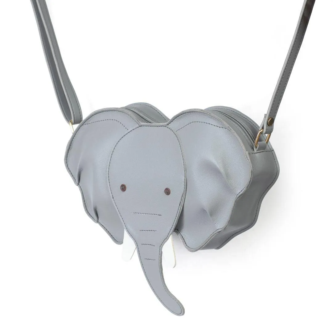 Dumbo Elephant Crossbody Bag for Kids | Vegan Leather | Brilliant Silver Color | Velvet Lining