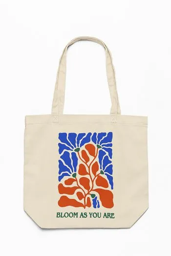 Eco-Friendly Tote Bag for Women with Zip for College & Office - Blooms