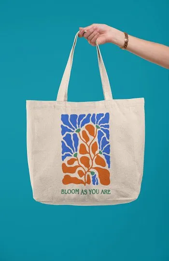 Eco-Friendly Tote Bag for Women with Zip for College & Office - Blooms