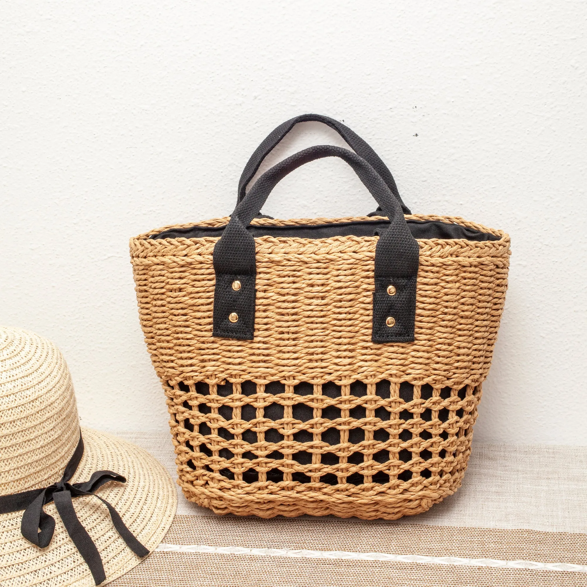 Elena Handbags Straw Summer Beach Basket Tote