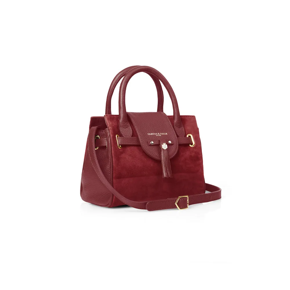 Fairfax & Favor Limited Edition Ruby Suede Mini Windsor Handbag