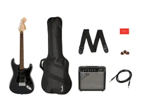 Fender Squier Affinity Series Stratocaster HSS Pack - Charcoal Frost Metallic with Frontman 15G