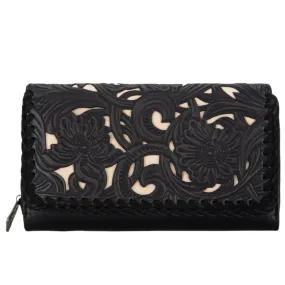 Floral Tooled Wallet - Black