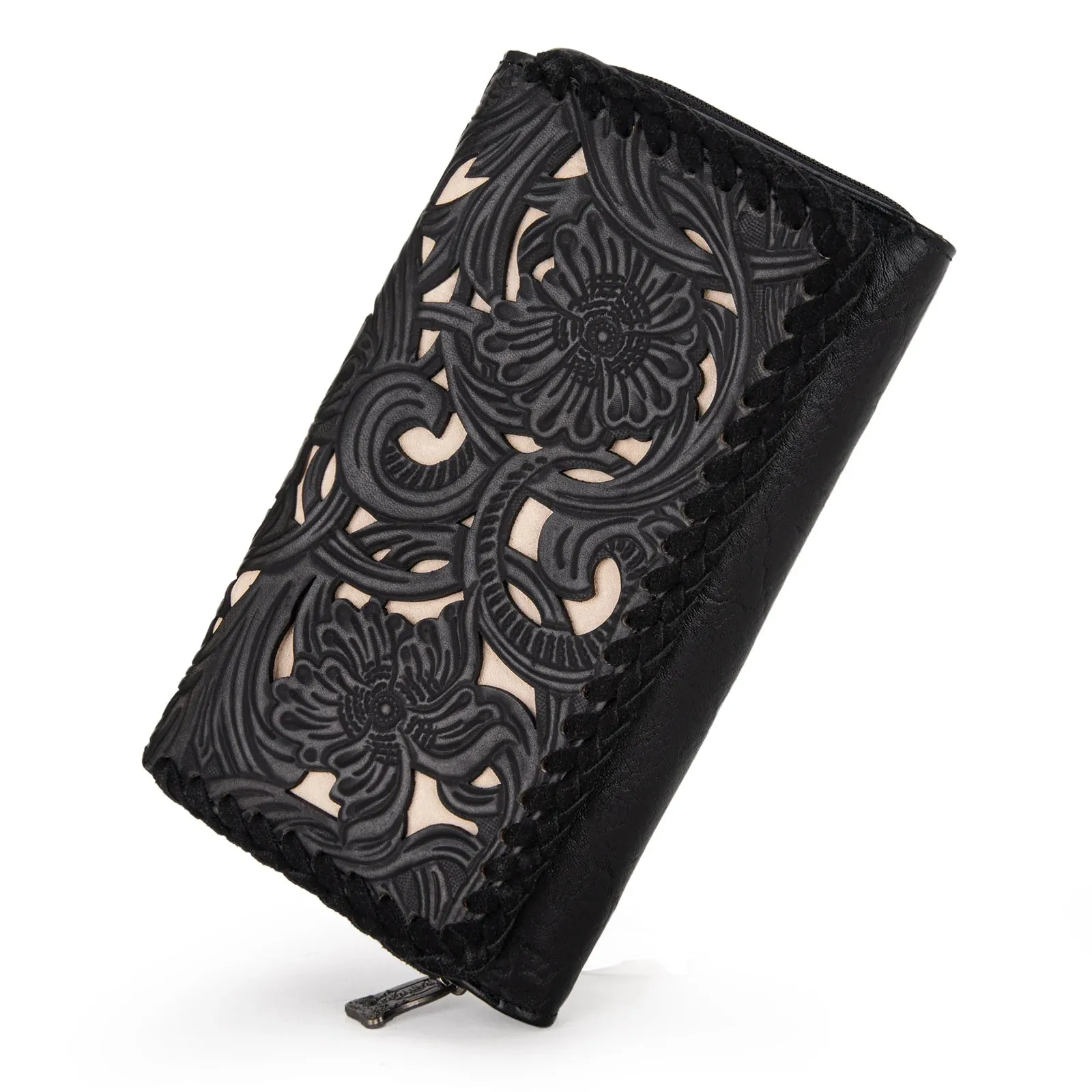 Floral Tooled Wallet - Black