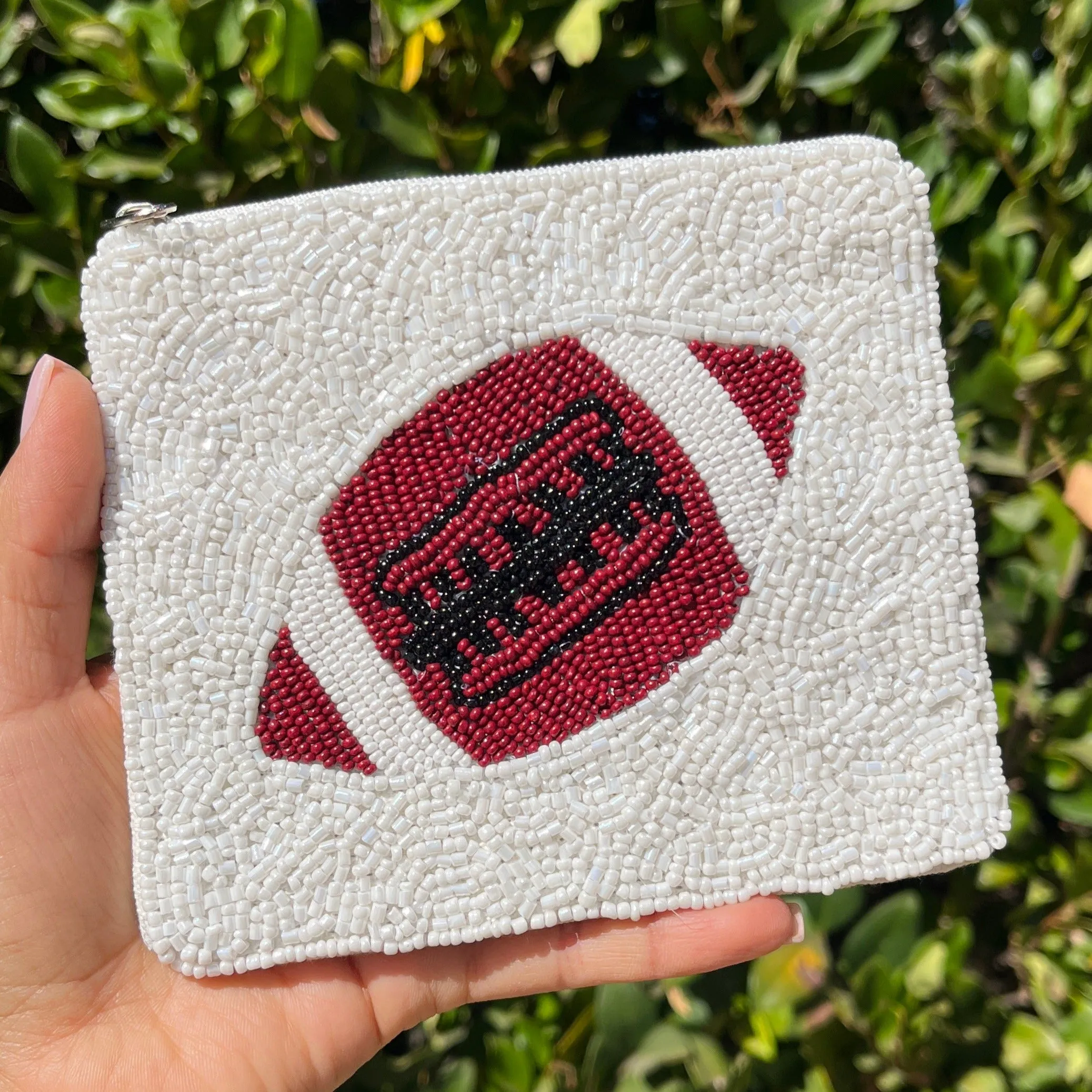 Football Beaded Coin Purse