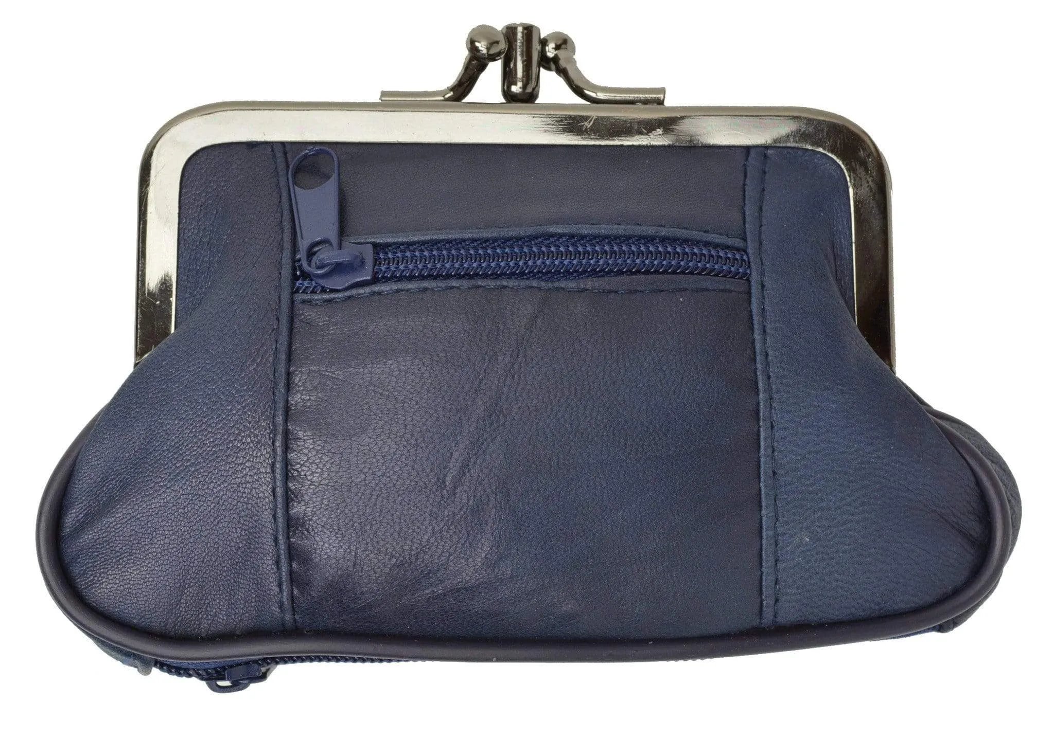 Genuine Leather Change Purse with Zipper Bottom Compartment Y062 (C)