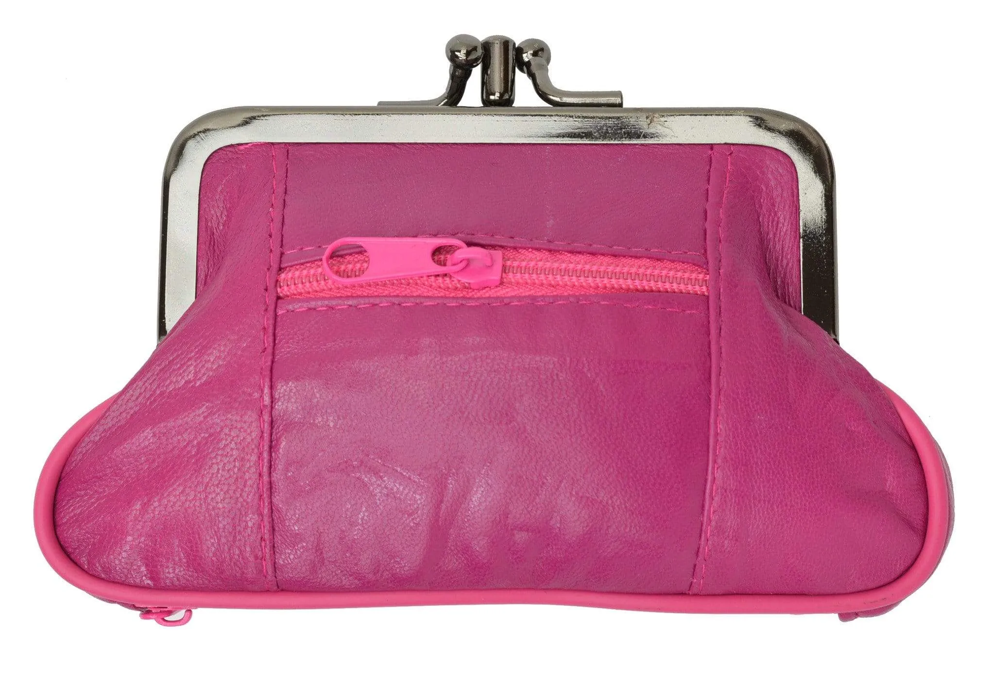 Genuine Leather Change Purse with Zipper Bottom Compartment Y062 (C)