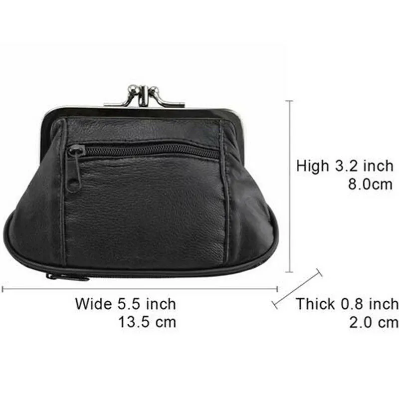 Genuine Leather Change Purse with Zipper Bottom Compartment Y062 (C)