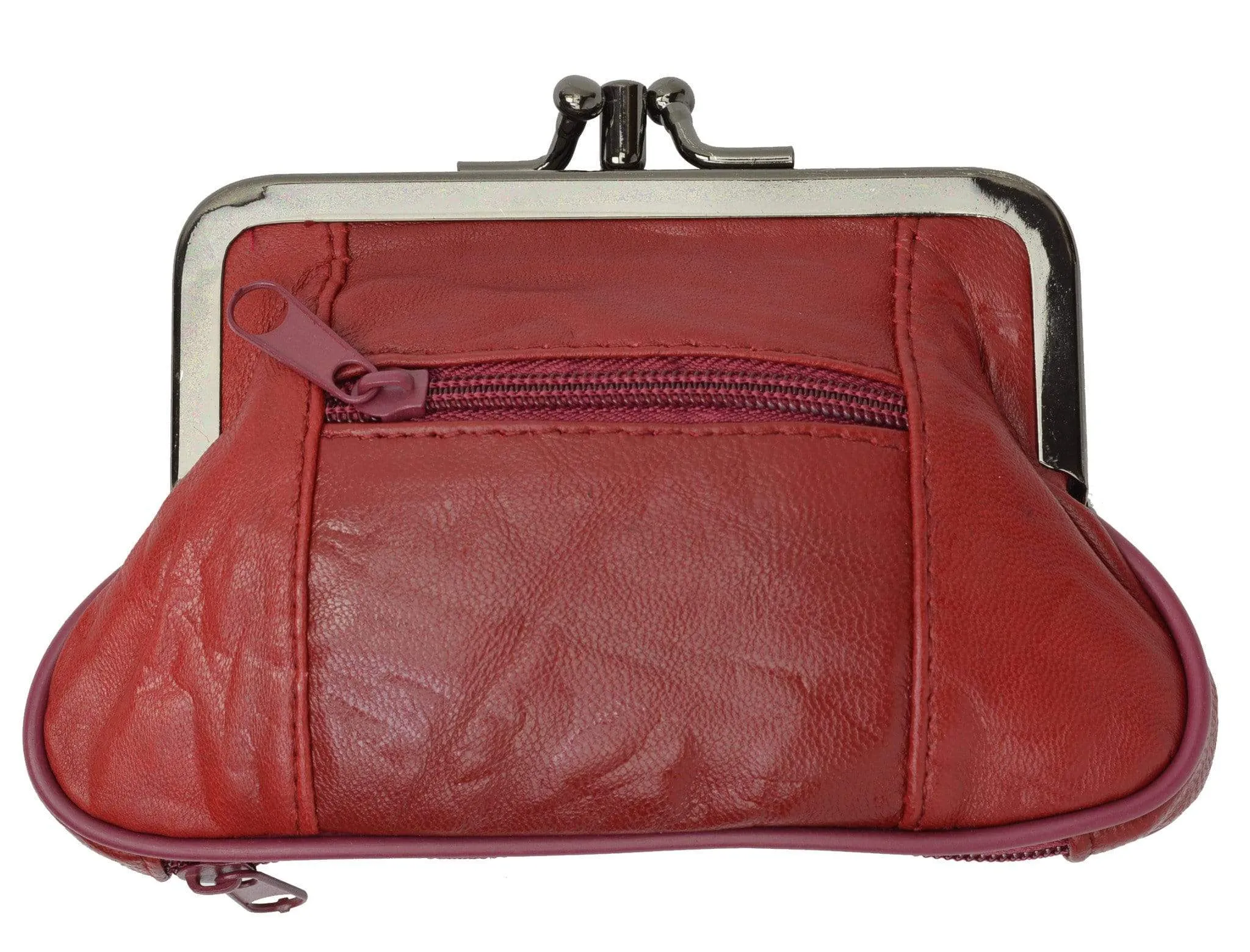 Genuine Leather Change Purse with Zipper Bottom Compartment Y062 (C)