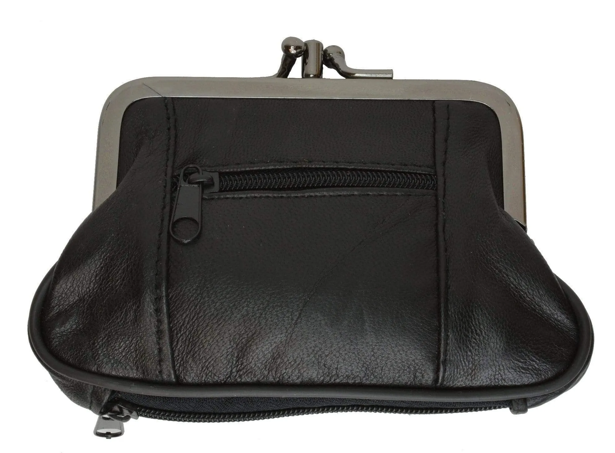 Genuine Leather Change Purse with Zipper Bottom Compartment Y062 (C)