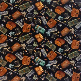 Gone Fishing Print Western Cotton Bandana