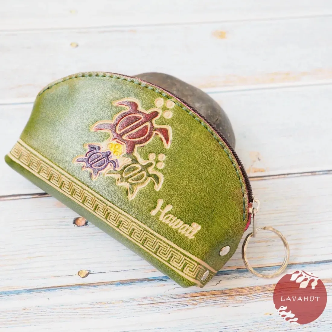 Green Half Moon Coin Purse   Keychain