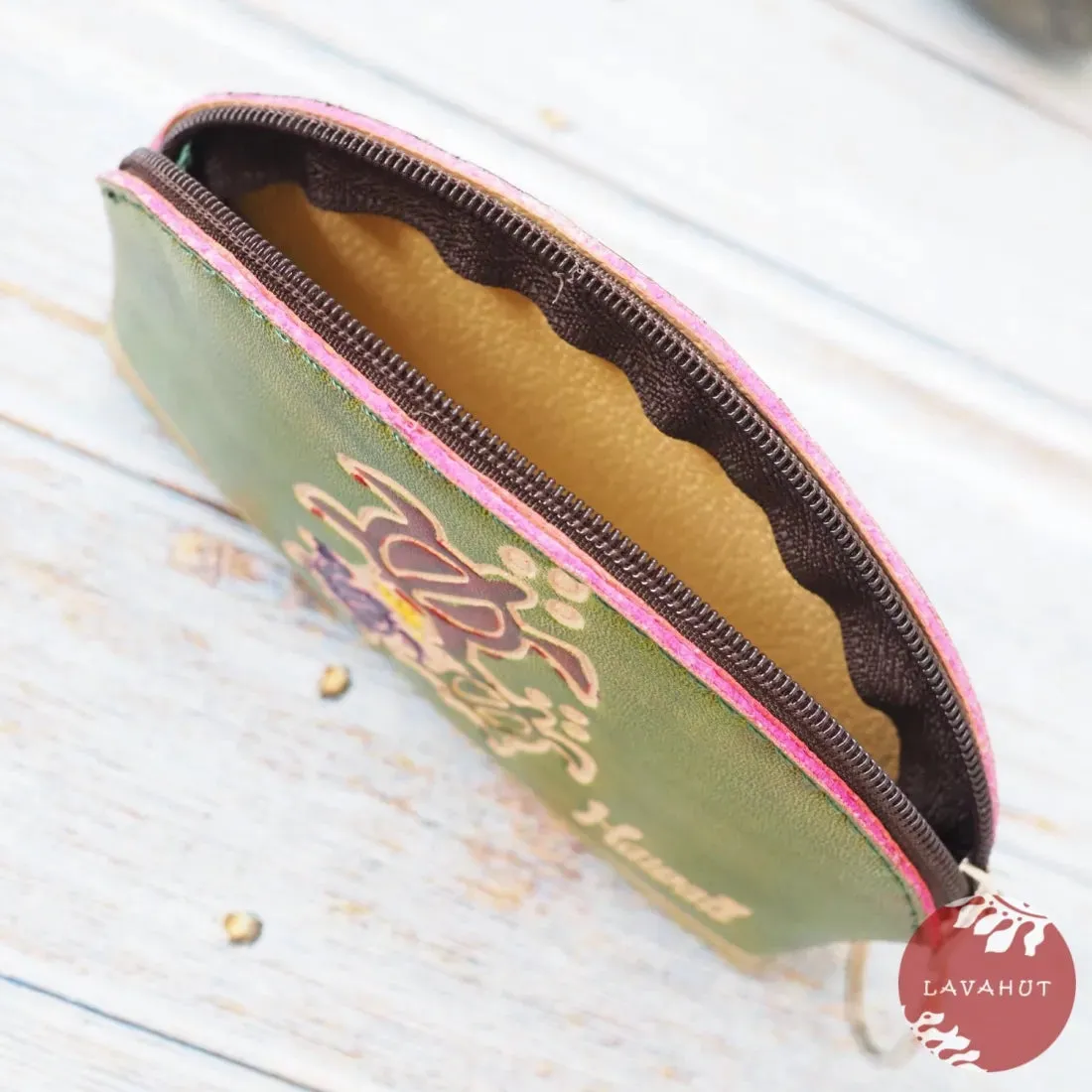 Green Half Moon Coin Purse   Keychain