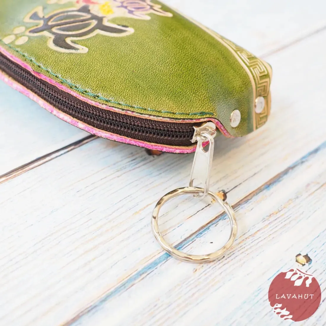 Green Half Moon Coin Purse   Keychain